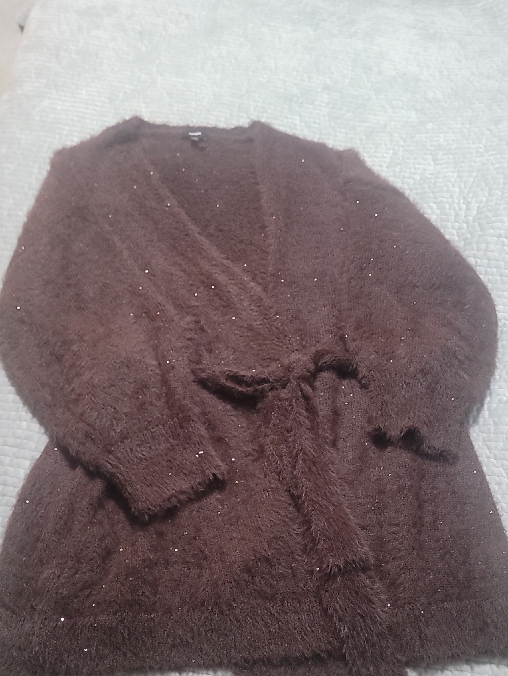 Express Cozy Brown Fuzzy Belted Women's Sweater